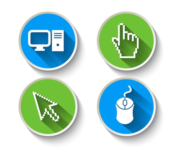 Electronic computer icon set. internet button vector illustration.