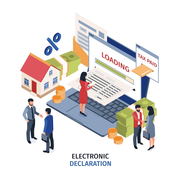 Electronic Declaration Isometric Illustration