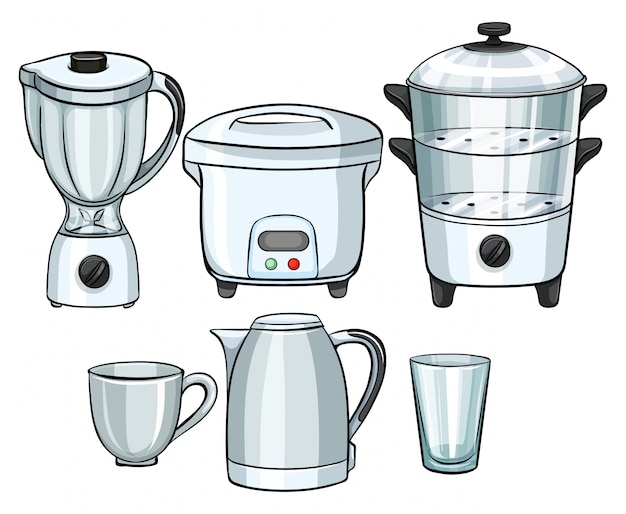 Free vector electronic equipment using in kitchen illustration