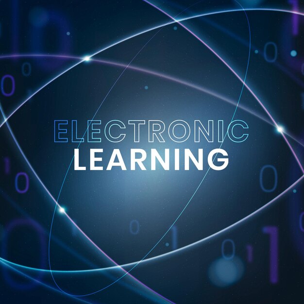 Post di social media di tecnologia vettoriale modello di istruzione elettronica