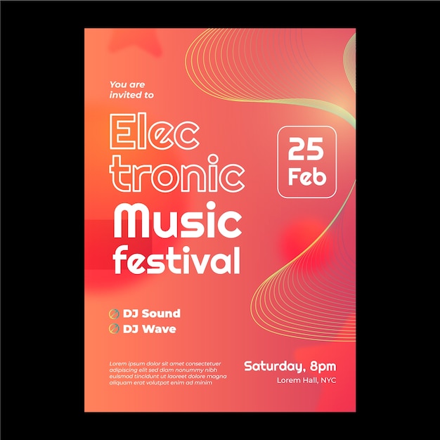 Free vector electronic music event invitation template