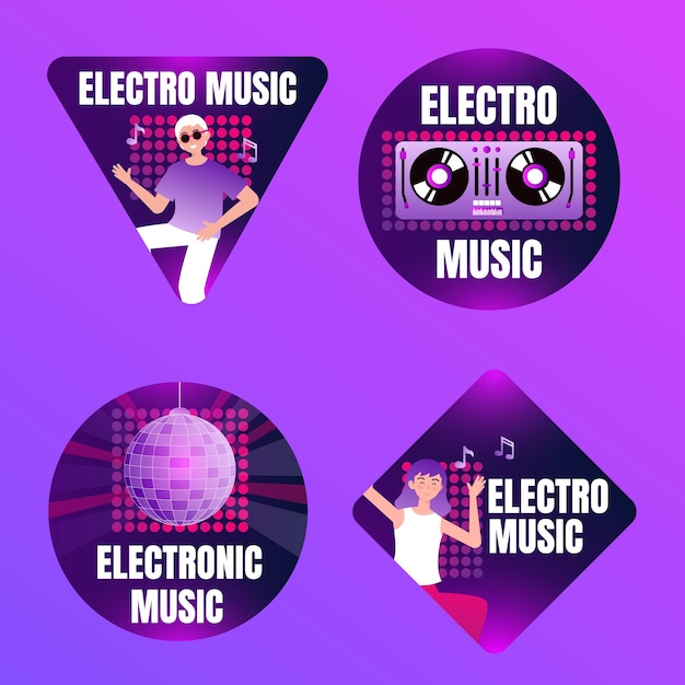 Free vector electronic music event labels collection