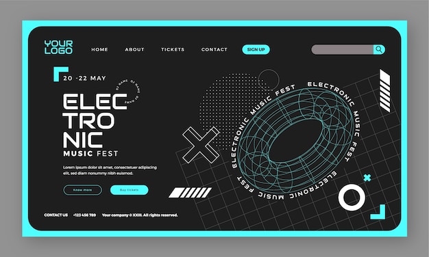Free vector electronic music event landing page template