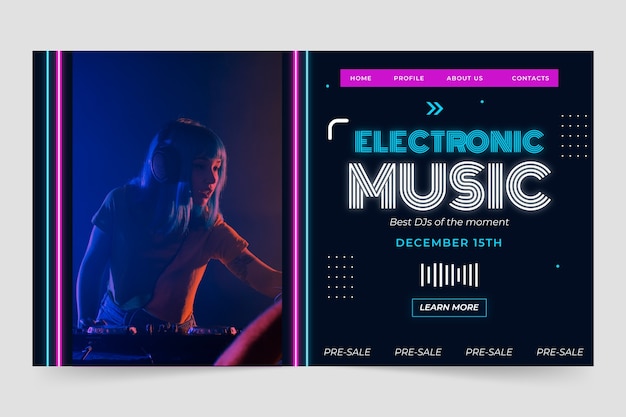 Electronic music event landing page template