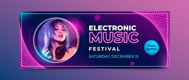 Free vector electronic music event social media cover template