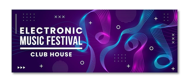 Free vector electronic music event social media cover template