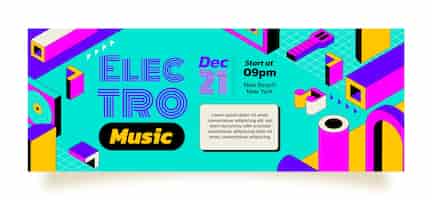 Free vector electronic music event social media cover template