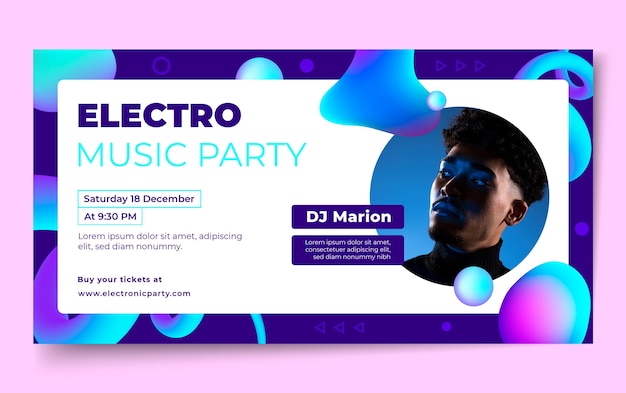 Vettore gratuito modello promozionale di social media per eventi di musica elettronica