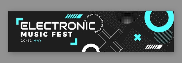 Electronic music event twitch banner template