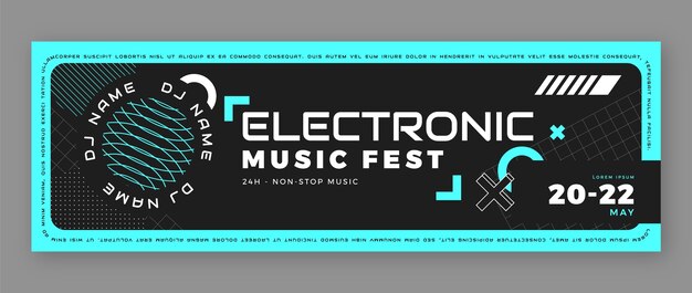 Electronic music event twitter header template