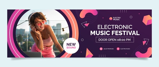 Free vector electronic music event twitter header template