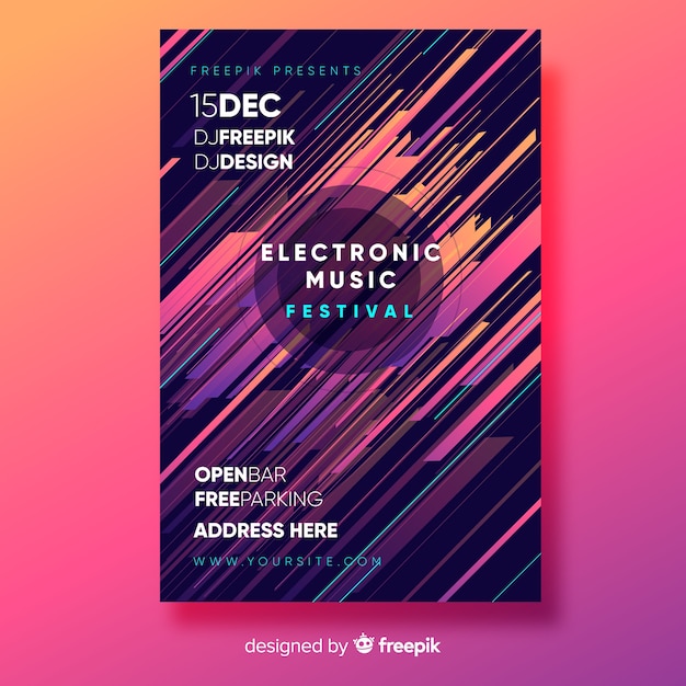 Free vector electronic music festival poster template