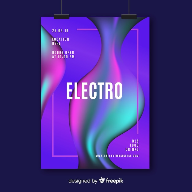 Free vector electronic music festival poster template