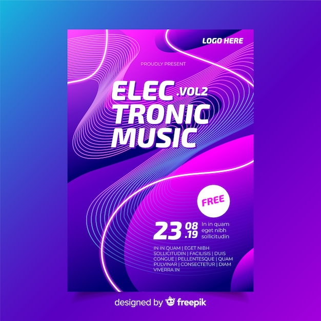 Free vector electronic music festival poster template