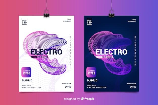 Modelli di poster per festival di musica elettronica