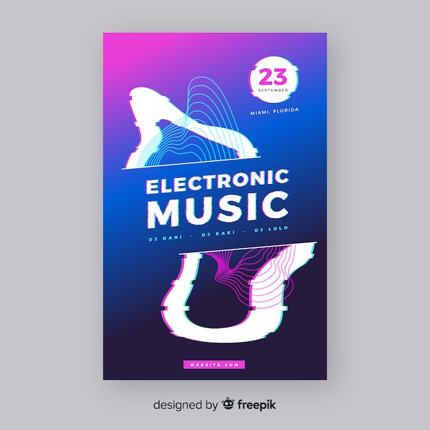 Free Vector Electronic music poster template Free Vector Electronic music poster template