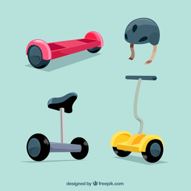 Free vector electronic scooters with flat design