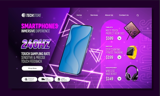 Electronics store landing page template