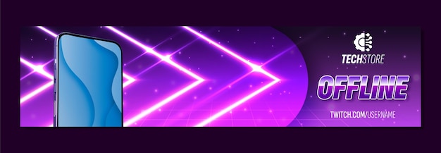 Free vector electronics store twitch banner template