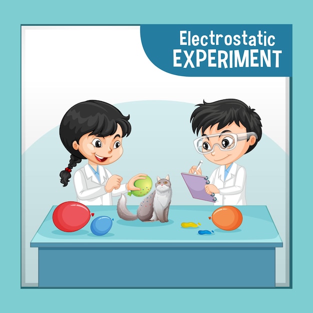 Free vector electrostatic science experiment for kids