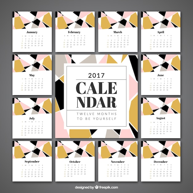 Бесплатное векторное изображение Элегантный абстрактный календарь 2017