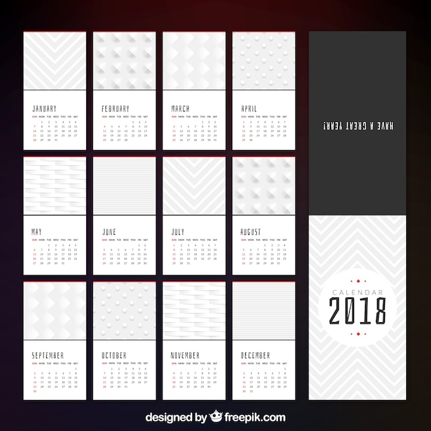 Elegant 2018 minimalist calendar