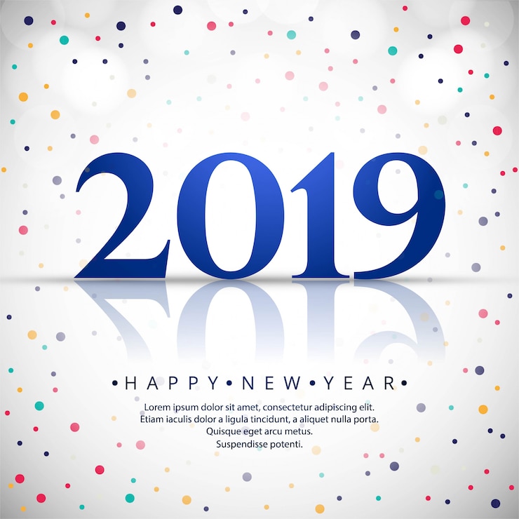 Free Vector elegant 2019 happy new year colorful card design