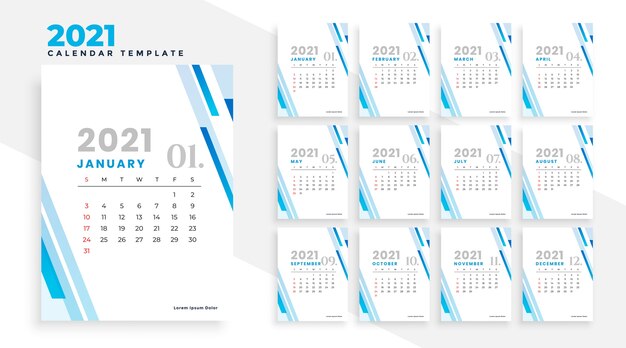 Elegant 2021 modern business calendar design template