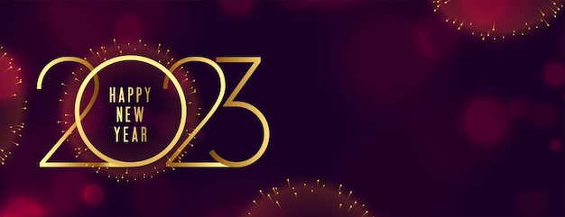 Free vector elegant 2023 new year celebration banner with firework bursting