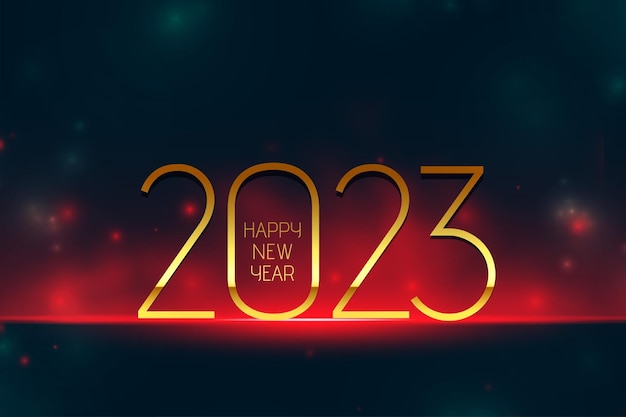 Free vector elegant 2023 new year wishes card with glowing red light