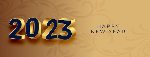 Vettore gratuito elegante testo 3d 2023 sul banner di auguri per il nuovo anno