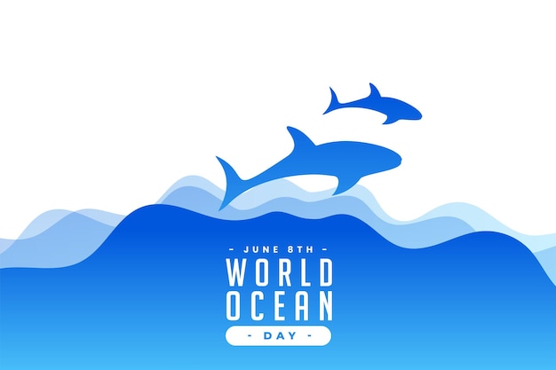 Free vector elegant 8th june world ocean day poster social message to save nature