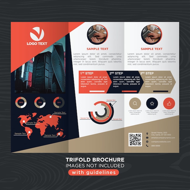 Elegant abstract design trifold brochure template