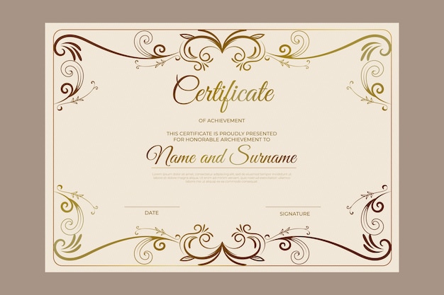 Free vector elegant achievement certificate template