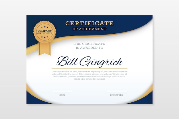 Elegant achievement certificate