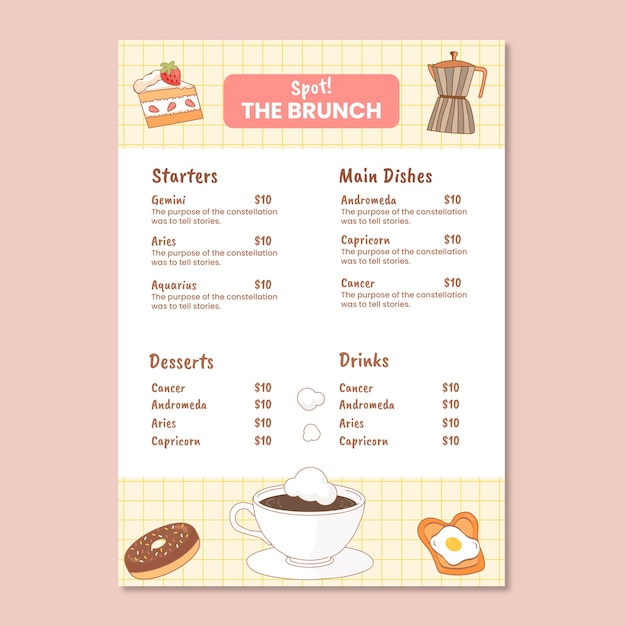 Elegant aesthetic the brunch spot menu