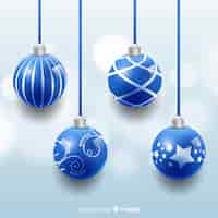 Бесплатное векторное изображение Элегантная и реалистичная коллекция рождественских шаров