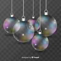 Бесплатное векторное изображение Элегантная и полупрозрачная коллекция рождественских шаров
