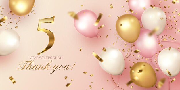 Elegant anniversary celebration with realistic balloons