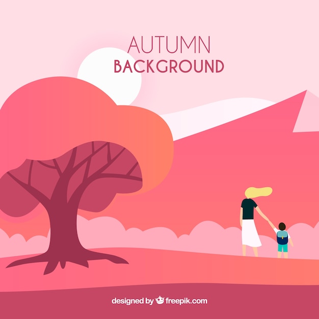 Elegant autumn background with flat design