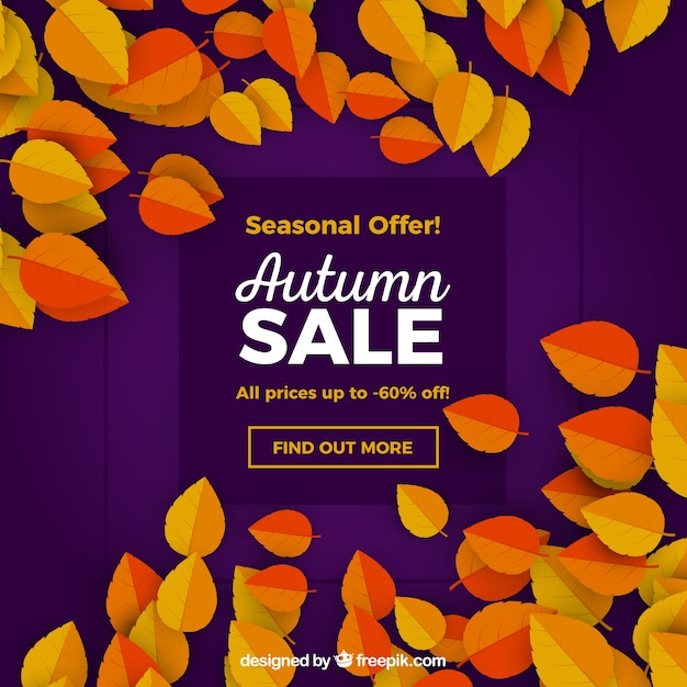 Elegant autumn sale composition with flat design