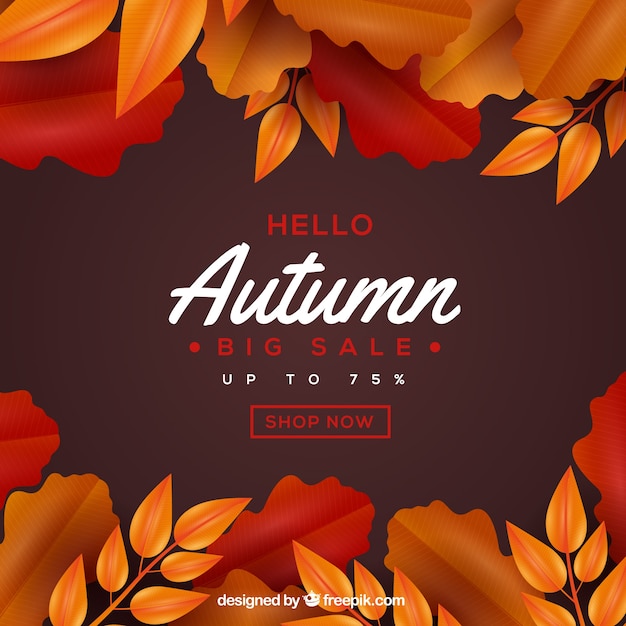 Elegant autumn sale composition with realistic design