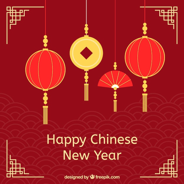 Elegant background for chinese new year with lanterns