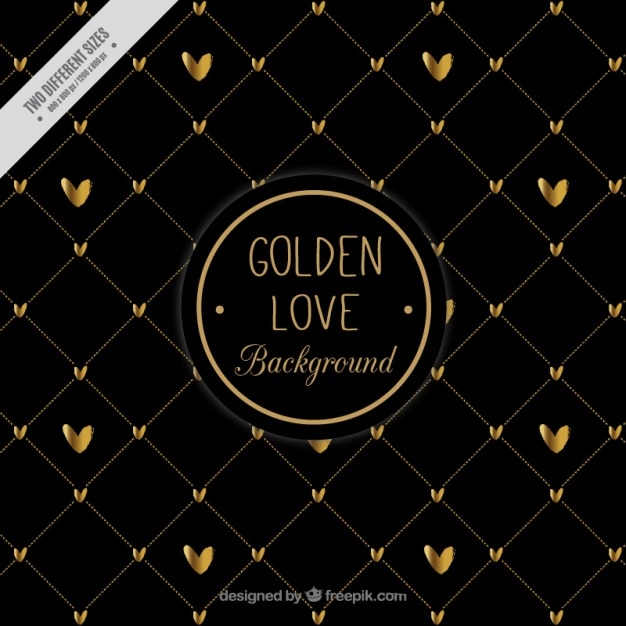 Free vector elegant background golden hearts