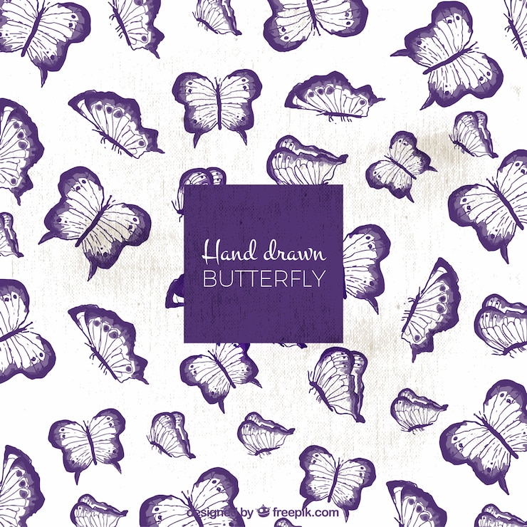 Free Vector elegant background of hand drawn butterflies