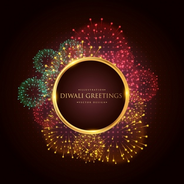 Free vector elegant background with fireworks for diwali