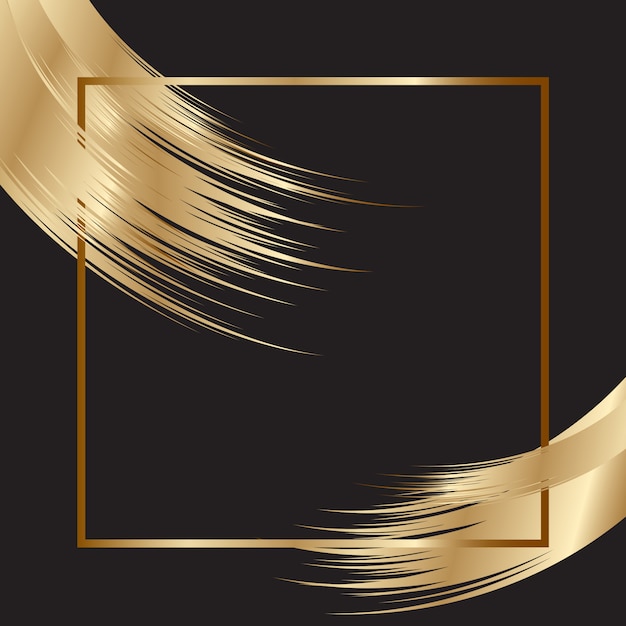 Elegant background with gold frame and brush strokes