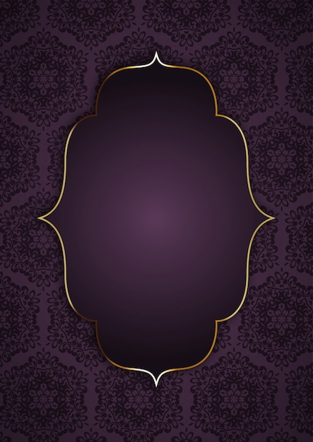 Elegant background with gold frame on decorative pattern