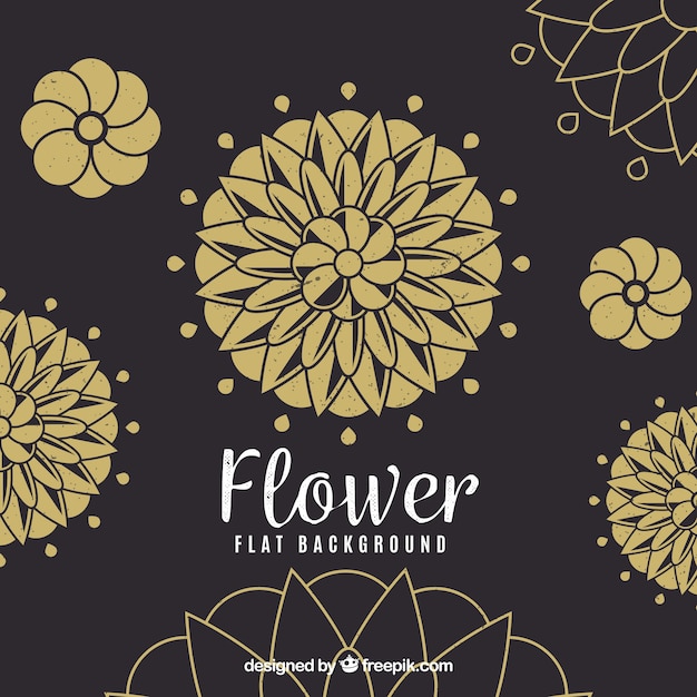 Free vector elegant background with golden flower