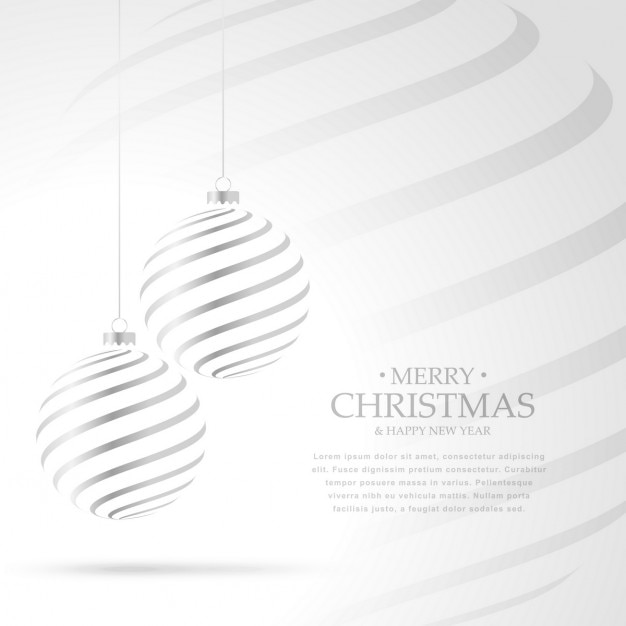 Бесплатное векторное изображение Висит серебряный рождественские шары на белом фоне